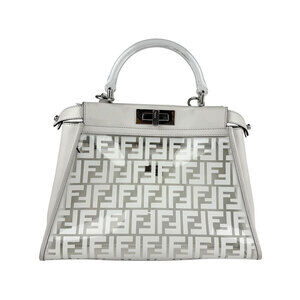 Fendi shoulder bag handbag leather white clear